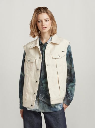 Oversized Denim Vest Evergreen